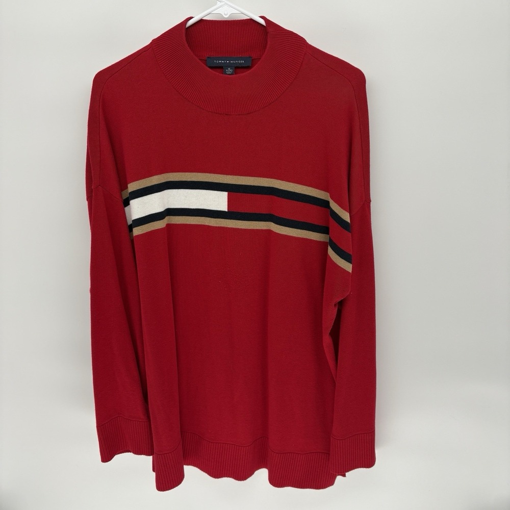 Tommy Hilfiger Red Mock neck Pullover Sweater Women XL
